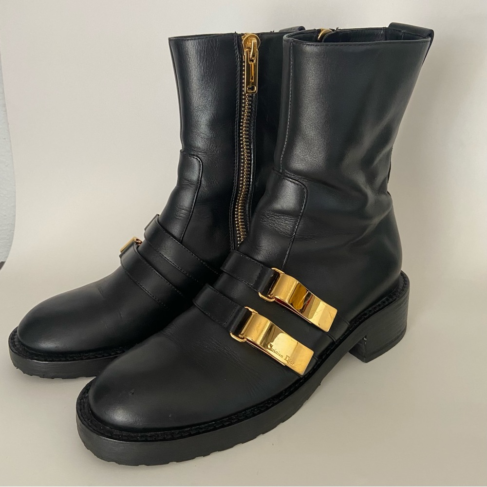 Dior Black and Gold Ankle Boots